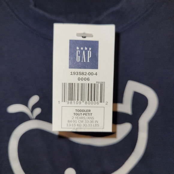 🐳 Baby GAP Navy Whale Themed Tee T Shirt  Short Sleeved Top Toddler Boys 2T - Picture 5 of 5